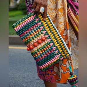 UNIQUE ZARA Multicolored Braided Clutch